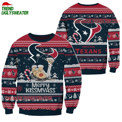 Houston Texans Merrykissmyass Funny Santa Claus Christmas Ugly Sweater