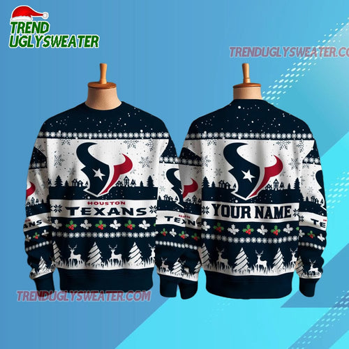 Personalized Houston Texans Nfl Snow Ugly Christmas Sweater