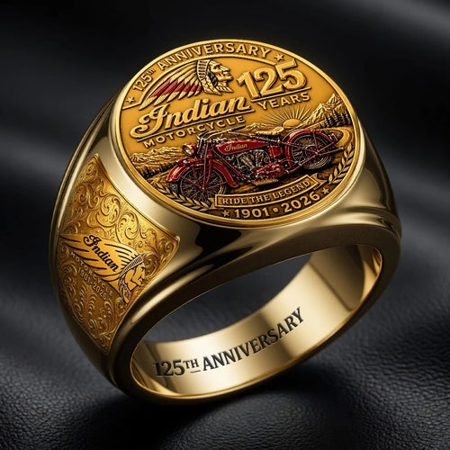 Indian Motorcycle 125th Anniversary 3D Engraved Ring – HOATT20423