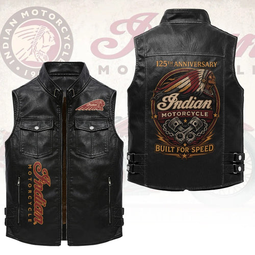 Indian Motorcycle 125th Anniversary Premium 2D Sleeveless Leather Vest – HOATT20334