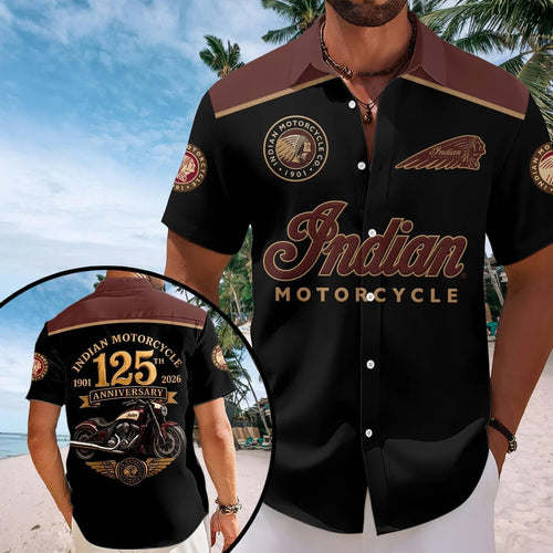 Indian Motorcycle 125th Anniversary Short Sleeve Button-Down Shirt – HOATT20623