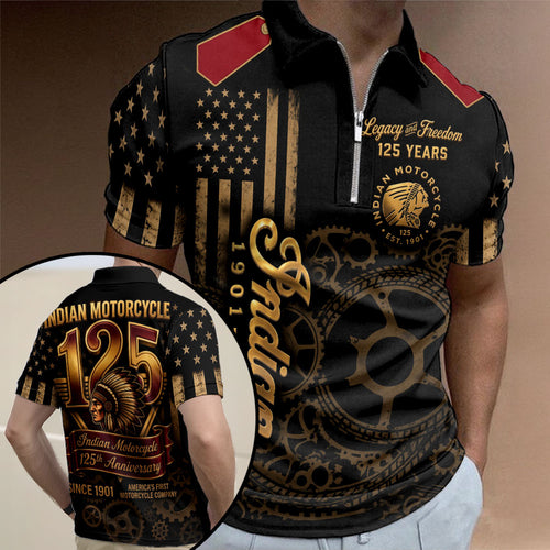 Indian Motorcycle 125th Anniversary Zip Polo Shirt – TMTHU8576