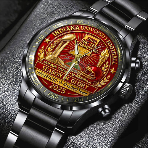 Indiana Hoosiers Football Black Stainless Steel Watch – TANTN19262