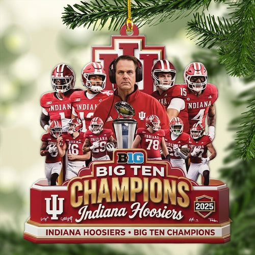 Indiana Hoosiers Football 2025 Big Ten Champions Custom Shape 2-sided Acrylic Ornament โ MAITM14028
