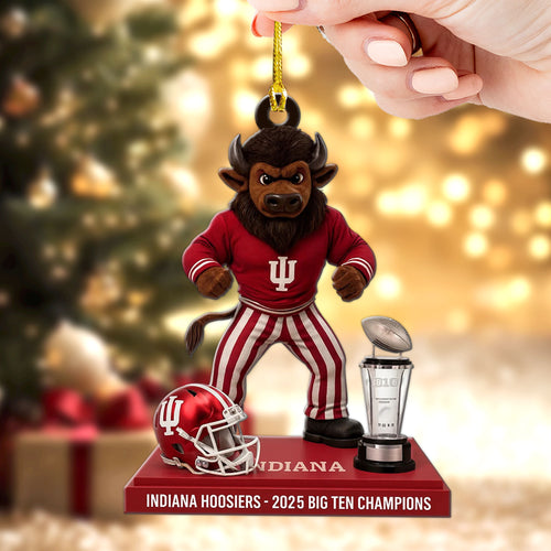 Indiana Hoosiers Football 2025 Big Ten Champions Custom Shape 2-sided Acrylic Ornament โ TMTHU2522