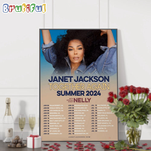 Janet Jackson Together Again 2024 Tour Wall Art Poster Canvas, Janet Jackson Music Tour Poster