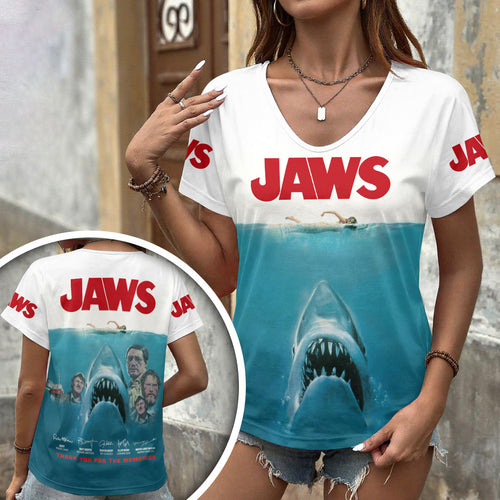 Jaws 3D Women's V-Neck T-Shirt – HOATT19933