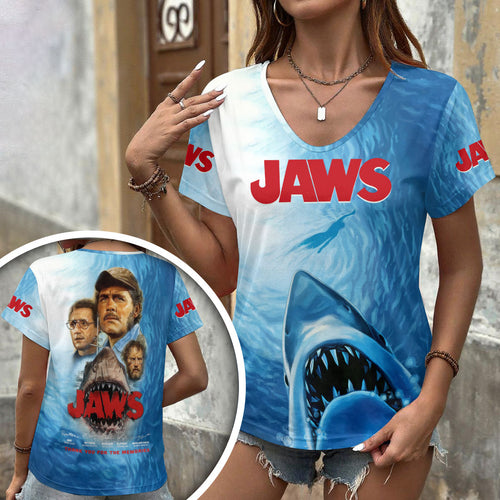 Jaws 3D Women's V-Neck T-Shirt – HOATT19977