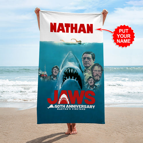 Personalized Jaws Rectangle Beach Towel – HOATT 10140
