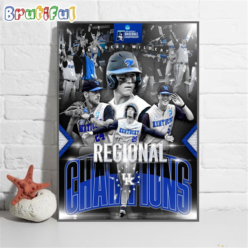 Kentucky Wilcats 2024 Division I Baseball Regional Championship Wall Art Poster Canvas