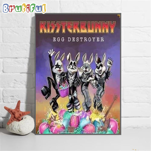 Kiss Band Happy Easter Kissterbunny Egg Destroyer Wall Art Poster Canvas