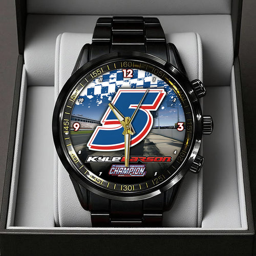 Kyle Larson 2025 NASCAR Cup Series Champion Black Stainless Steel Watch – TANTN18543