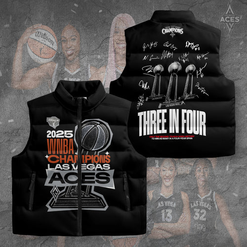 Las Vegas Aces 2025 WNBA Finals Champions 3D Sleeveless Down Jacket – TANTN17689