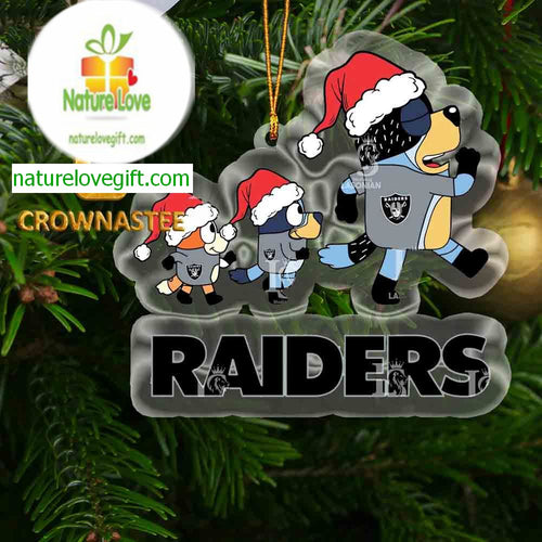 Las Vegas Raiders Bluey Family NFL Acrylic Christmas Tree Decoration Ornament