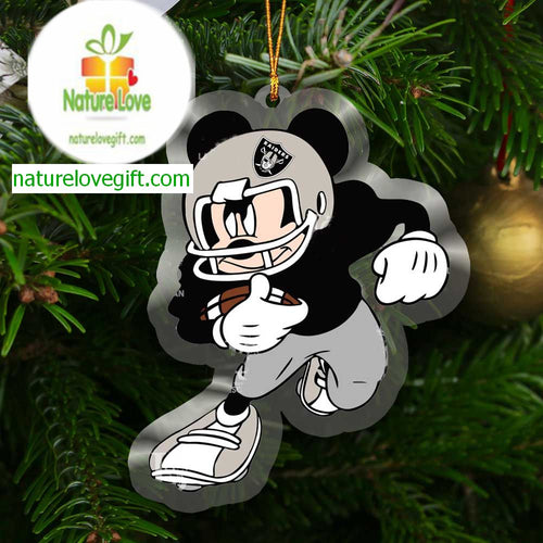Las Vegas Raiders Disney Mickey Mouse Football NFL Acrylic Christmas Tree Decor Ornament