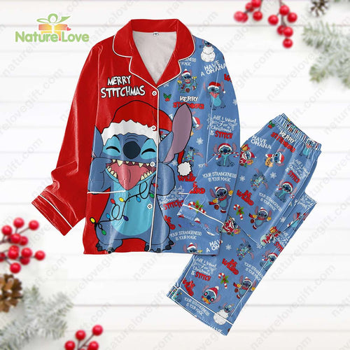Lilo And Stitch Christmas Pajamas Set Merry Stitchmas Disney Pajamas