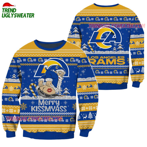 Los Angeles Rams Merrykissmyass Funny Santa Claus Christmas Ugly Sweater