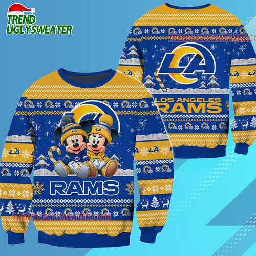 Los Angeles Rams NFL Mickey Minnie Ugly Christmas Sweater