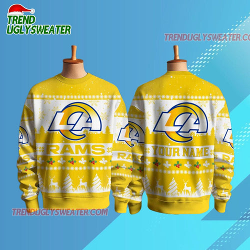 Personalized Los Angeles Rams Nfl Snow Ugly Christmas Sweater