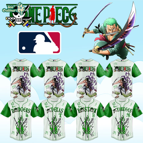 MLB All Teams x One Piece Roronoa Zoro Anime Baseball Jersey Ver2