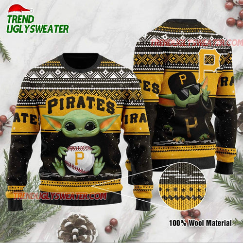 MLB Pittsburgh Pirates Baby Yoda Baseball Holiday Ugly Christmas Sweater
