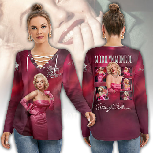 Marilyn Monroe 100th Anniversary Women's Long Sleeve Neckline Tie Sweatshirt – HOATT19837