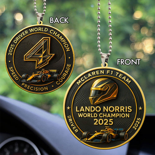 McLaren x Lando Norris 2025 World Champion Custom shape 2-sided Acrylic Car Ornament โ MAITM14022