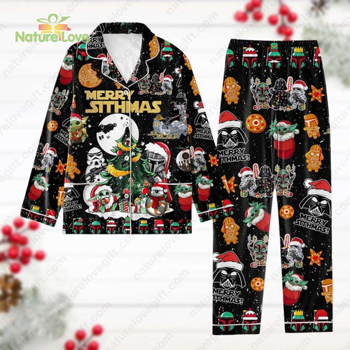 Merry Sithmas Santa Darth Vader Star Wars Baby Yoda Pajamas Set