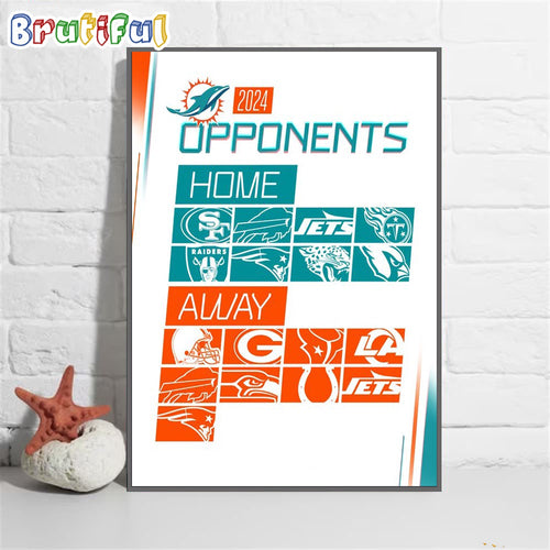 Miami Dolphins 2024 Season Schedule Poster Canvas Art