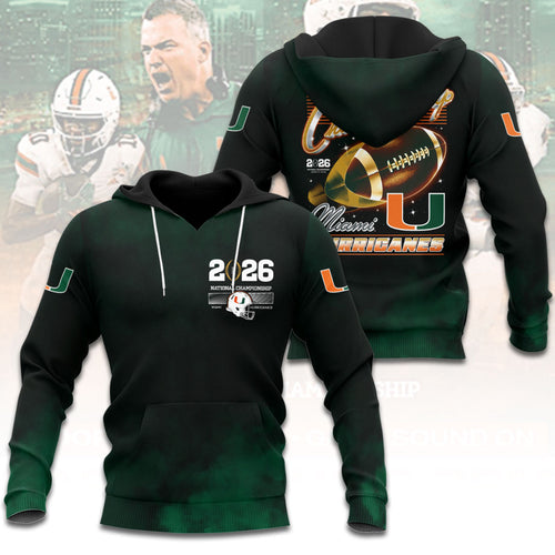 Miami Hurricanes Football 2026 National Championship 3D Apparel – HOATT15727