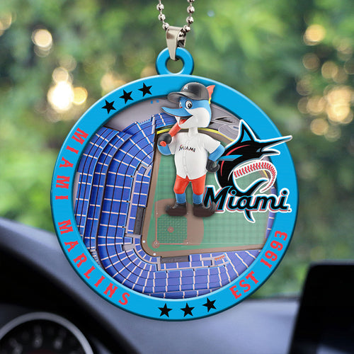 Miami Marlins Custom shape 2-sided Acrylic Car Ornament – HOATT13046