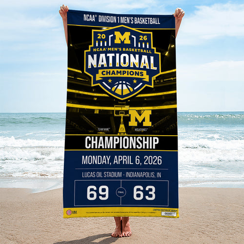 Michigan Wolverines 2026 NCAA Men's Basketball National Champs Rectangle Beach Towel – TMTHU4958