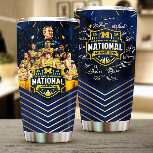 Michigan Wolverines 2026 NCAA Men's Basketball National Champs Tumbler Cup – TMTHU5098