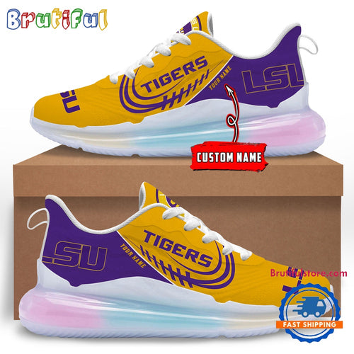 NCAA LSU Tigers Women’s Rainbow Atmospheric Cushion Running Shoes, Football Women’s Shoes