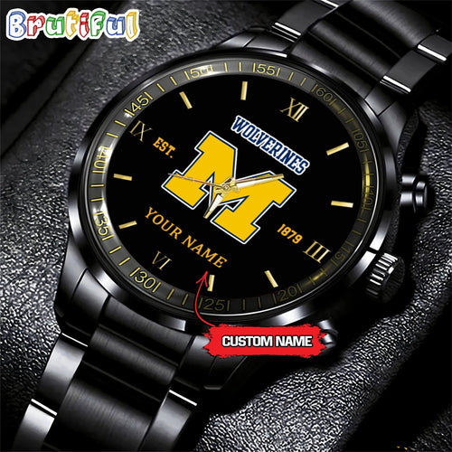NCAA Michigan Wolverines Black Fashion Watch Football Watch For Fans
