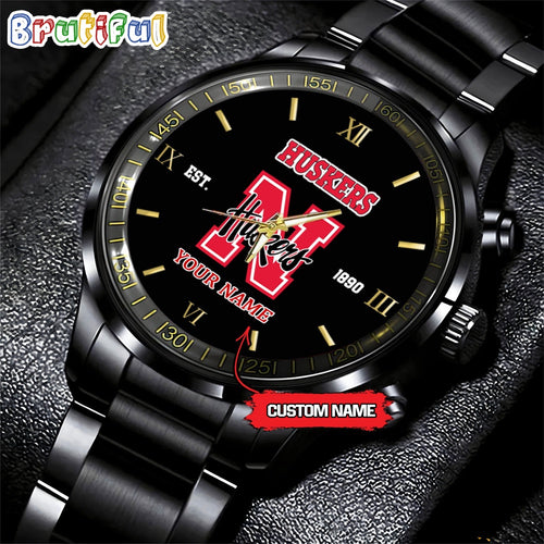 NCAA Nebraska Cornhuskers Black Fashion Watch Football Watch For Fans