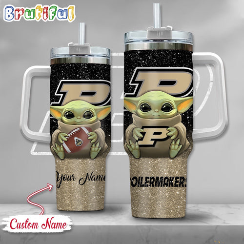 NCAA Purdue Boilermakers Tumbler Baby Yoda Customzed Handle Cup