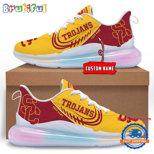 NCAA USC Trojans Women’s Rainbow Atmospheric Cushion Running Shoes, Football Women’s Shoes