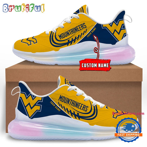 NCAA West Virginia Mountaineers Women’s Rainbow Atmospheric Cushion Running Shoes, Football Women’s Shoes