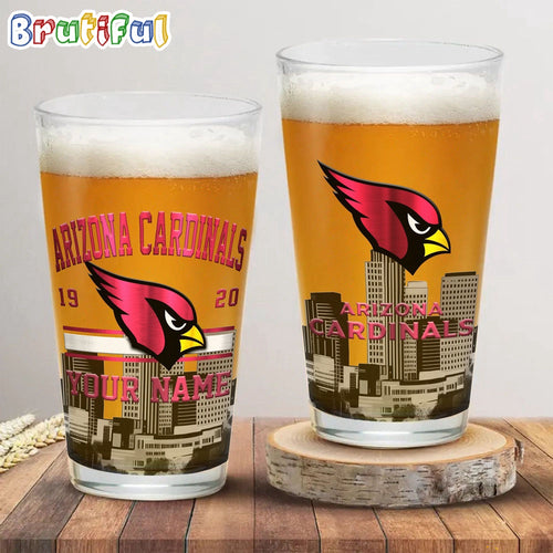 NFL Arizona Cardinals Beer Glass Cup 16oz, Custom Football Glass Cup