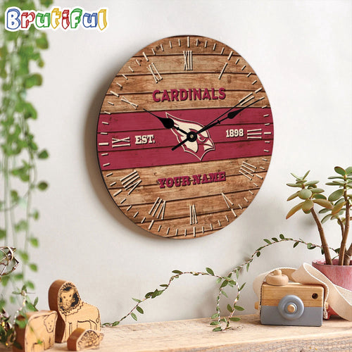 NFL Arizona Cardinals Clock Custom Name Wooden Clock