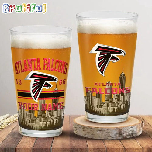 NFL Atlanta Falcons Beer Glass Cup 16oz, Custom Football Glass Cup