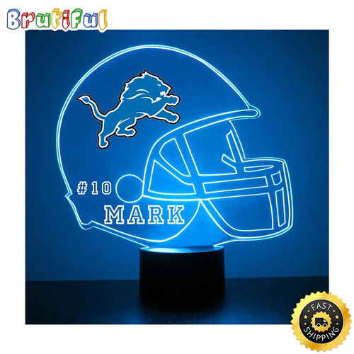 NFL Detroit Lions Night Light Football Sports Fan Led Light