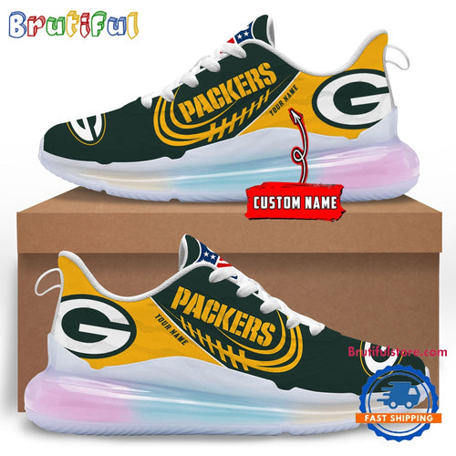 NFL Green Bay Packers Women’s Rainbow Atmospheric Cushion Running Shoes, Football Women’s Shoes