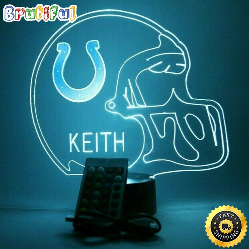 NFL Indianapolis Colts Night Light Up Table Lamp Football Helmet Sports LED Light