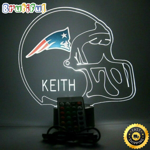 NFL New England Patriots Night Light Up Table Lamp Football Helmet Sports LED Light