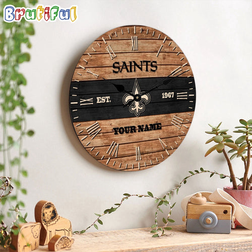 NFL New Orleans Saints Clock Custom Name Wooden Clock