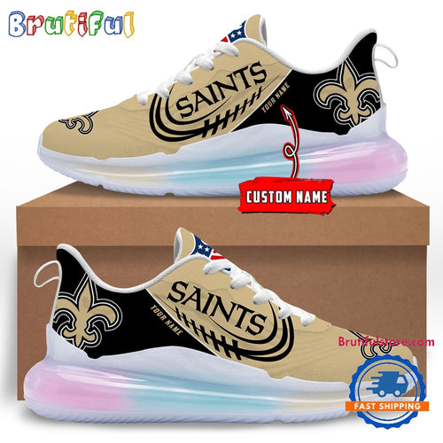 NFL New Orleans Saints Women’s Rainbow Atmospheric Cushion Running Shoes, Football Women’s Shoes