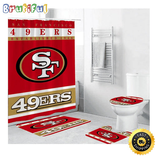 NFL San Francisco 49ers Shower Curtain Football Team Helmet Shower Curtain Sets