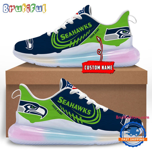 NFL Seattle seahawks Women’s Rainbow Atmospheric Cushion Running Shoes, Football Women’s Shoes